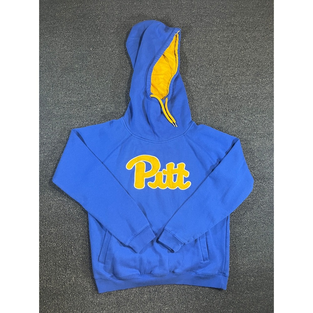 Colosseum Womens Pitt Panthers Hoodie Blue Yellow Raglan Pullover Large - Picture 1 of 13